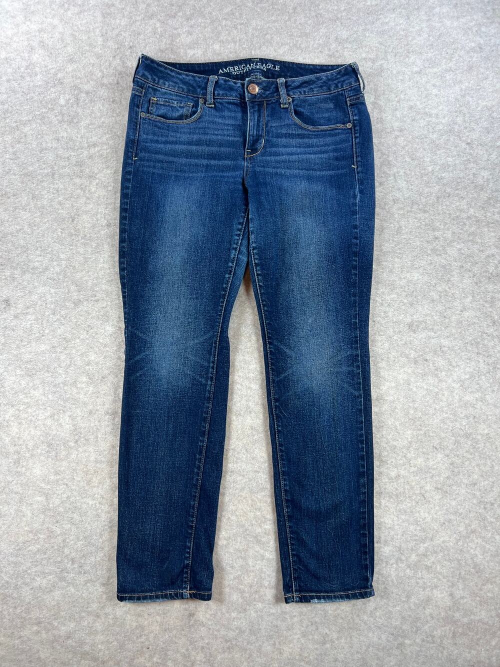 American Eagle Womens Skinny Stretch Jeans Dark Wash Denim Pants 10S - Picture 1 of 8